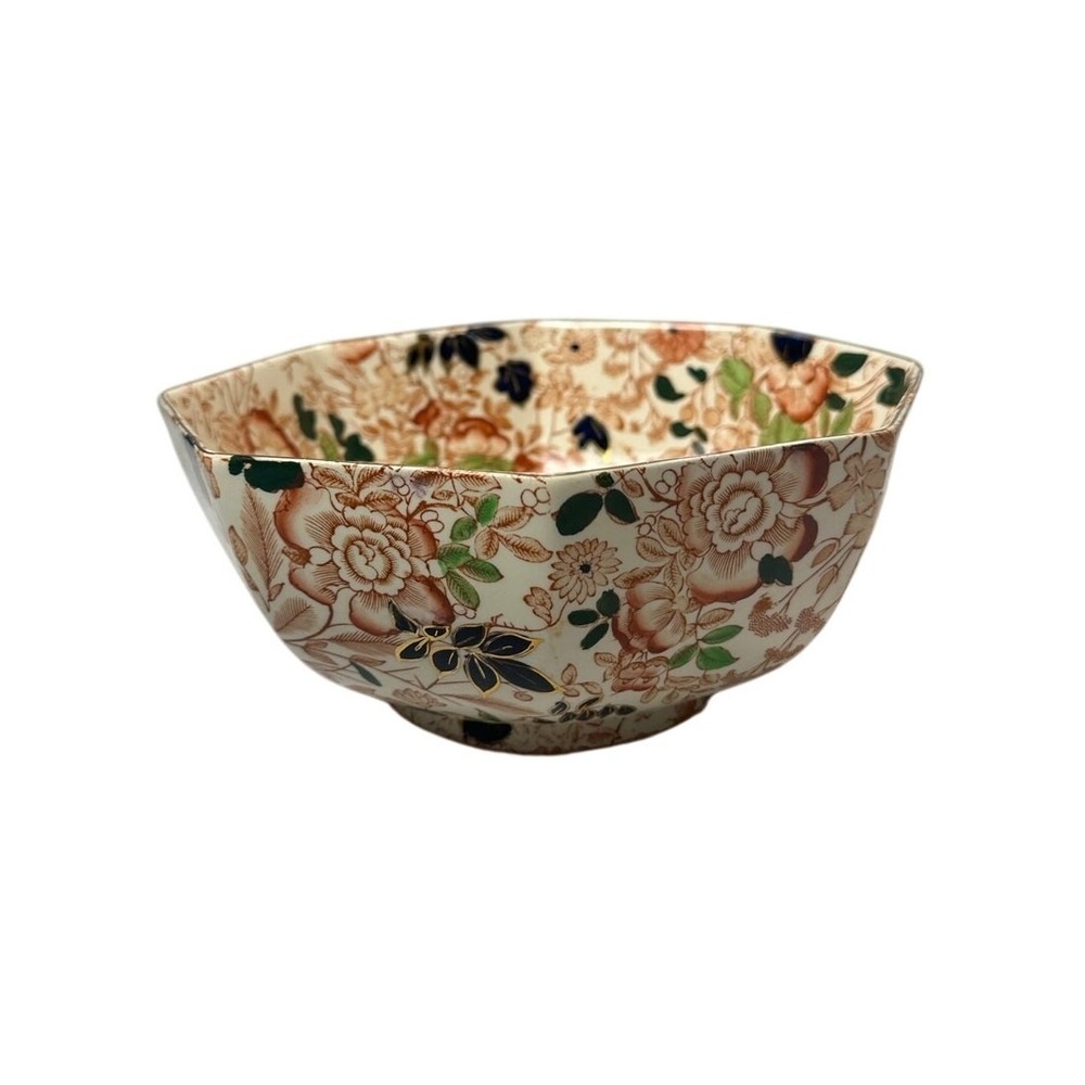 Royal Cauldon Serving Bowl Unisex 8" Multicolor Excellent Hexagon Bittersweet